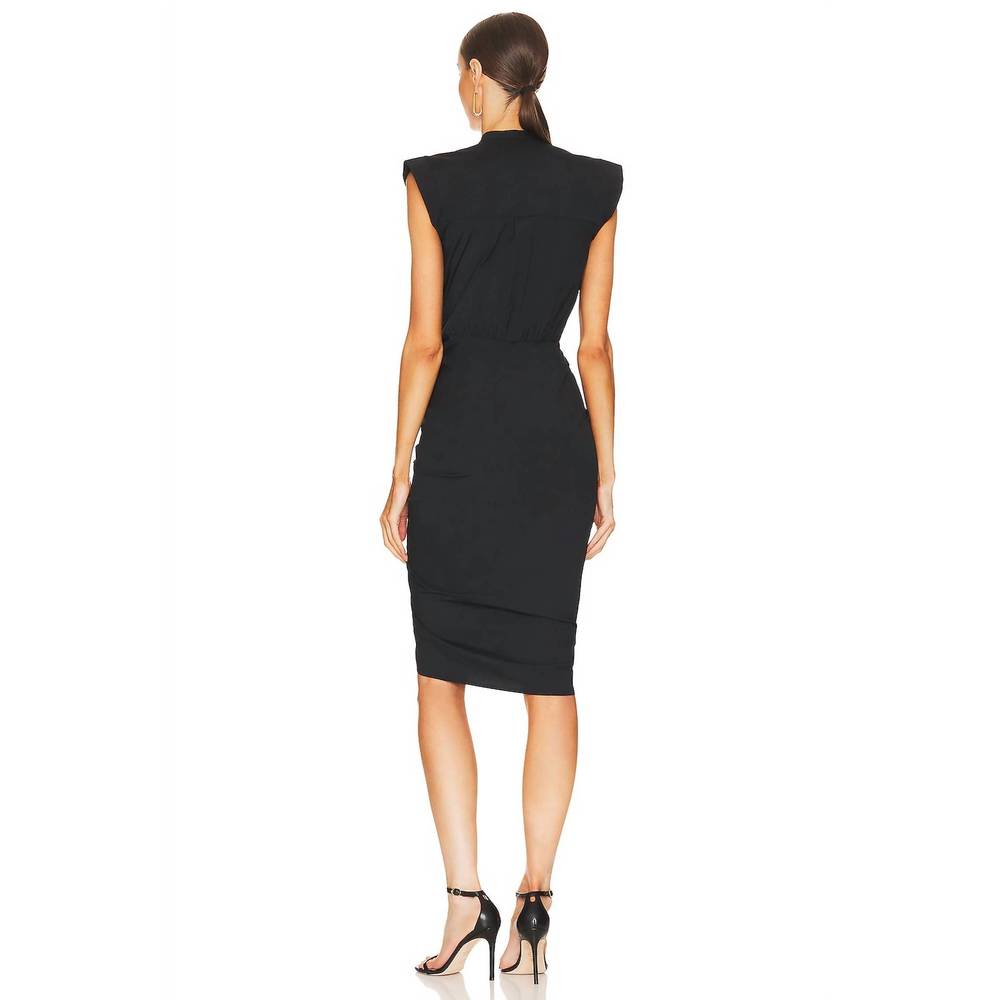 NEW VERONICA BEARD ruched shirt dress in black - Picture 4 of 4